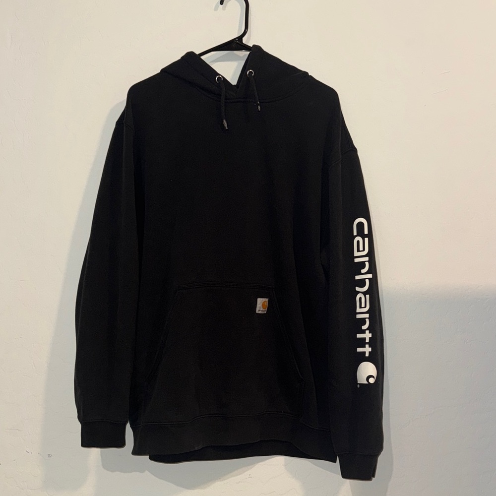Carhartt Men's Black Hoodie with Logo Sleeve